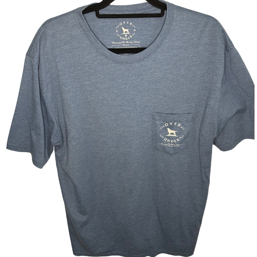 Over Under Salty Dog Graphic T-Shirt Blue XL Pocket Tee Short Sleeve Fast Ship‎